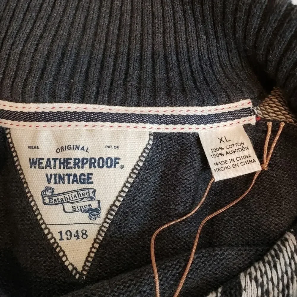 Weatherproof Mens 1/4 Zip 100% Cotton Vintage 1948 Sweater XL NEW